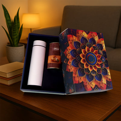 Coffee Almonds Gift Set with Bottle - Golden Festive Hamper (2 Pcs) - second image