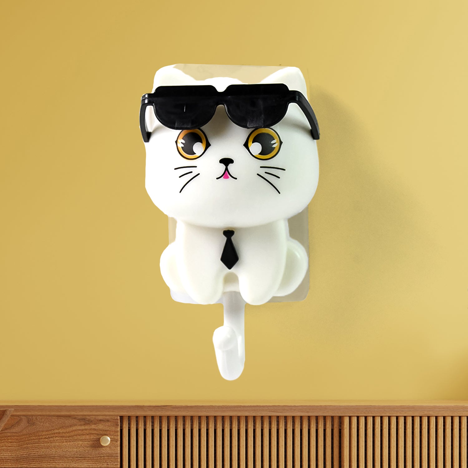 Cat Hook For Wall Cute Cat Key Hook With Sunglasses (1 Pc) - LootFaat