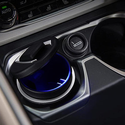 Portable Car Ashtray With Lid And Blue Led Light (1 Pc) - second image