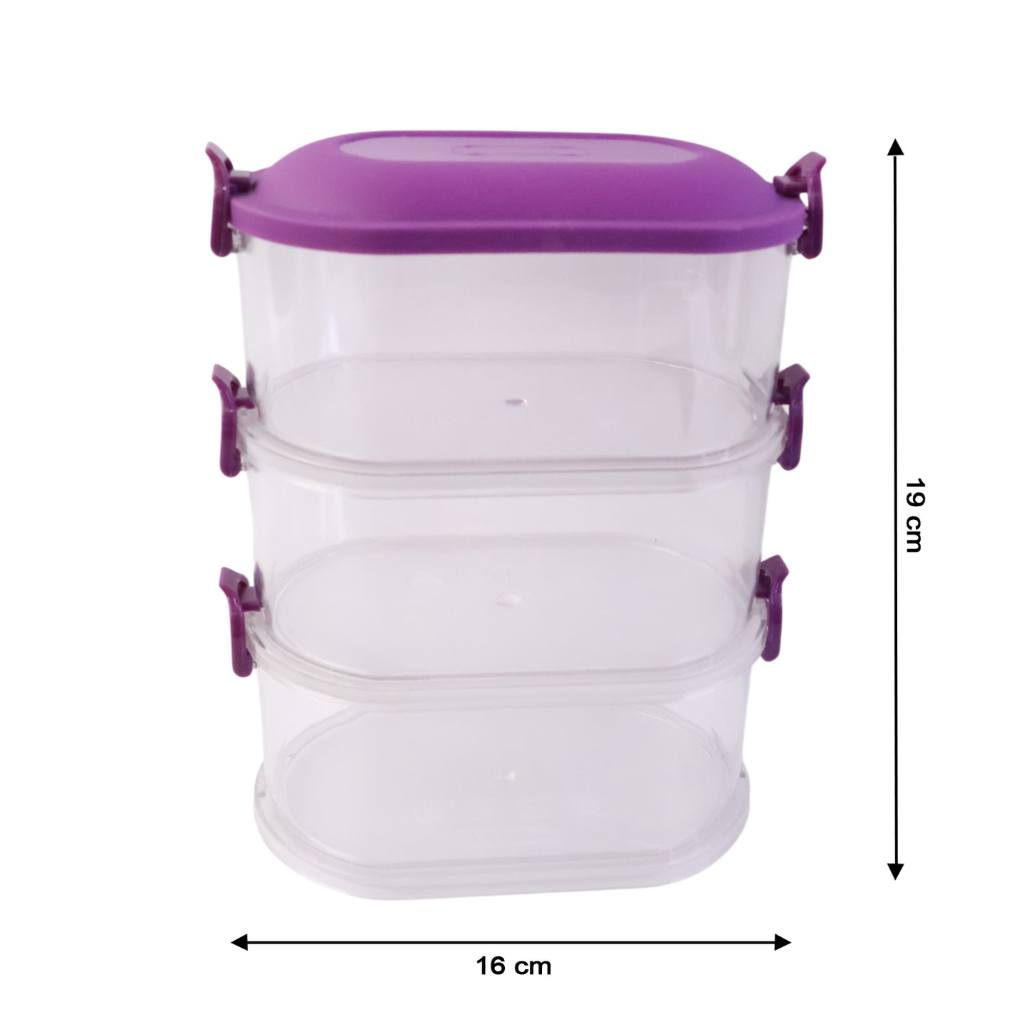 Lifestyle view of 3 Layer Stackable Airtight Food Storage Container Set (1 Set) - Hom... in use