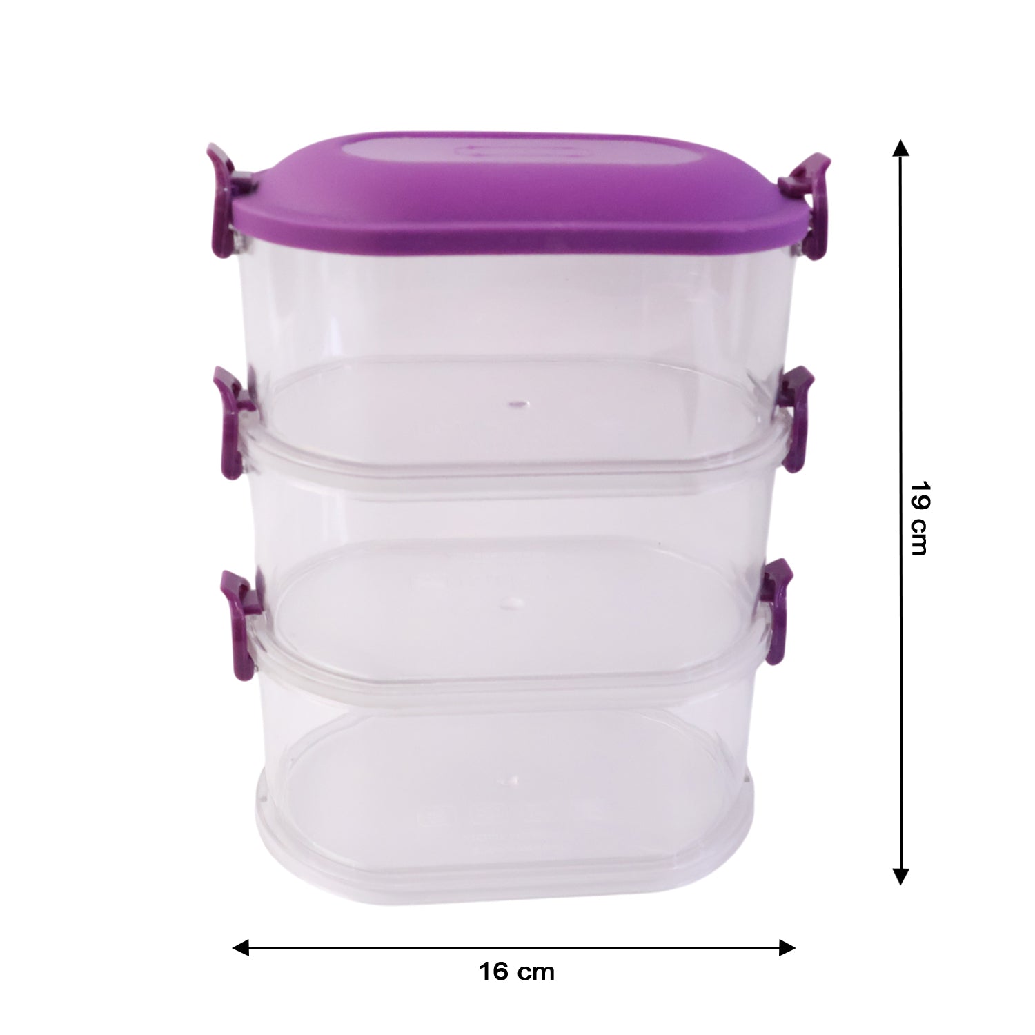 Lifestyle view of 3 Layer Stackable Airtight Food Storage Container Set (1 Set) - Hom... in use