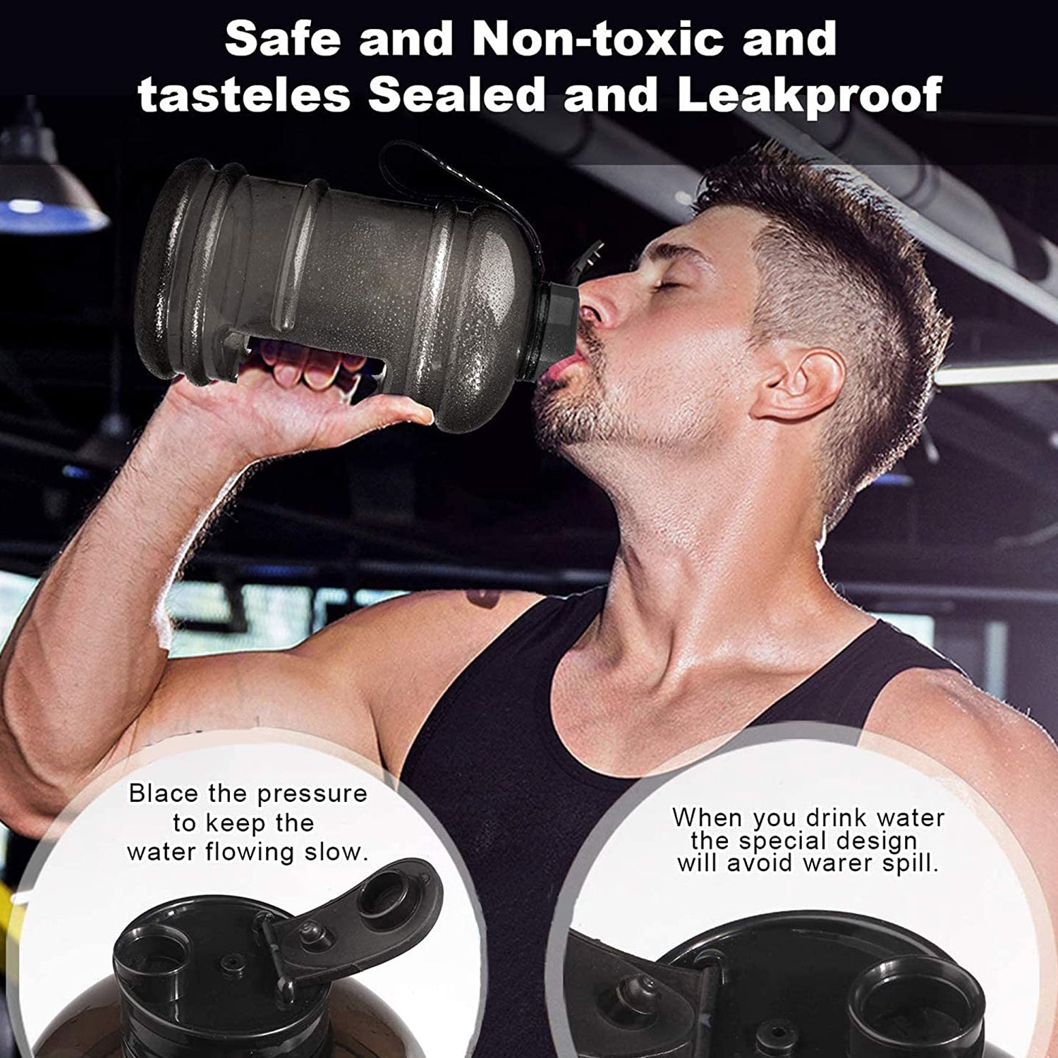 Sports Gym 1.5 Liters Gallon Water Bottle With Mixer And Strainer - LootFaat