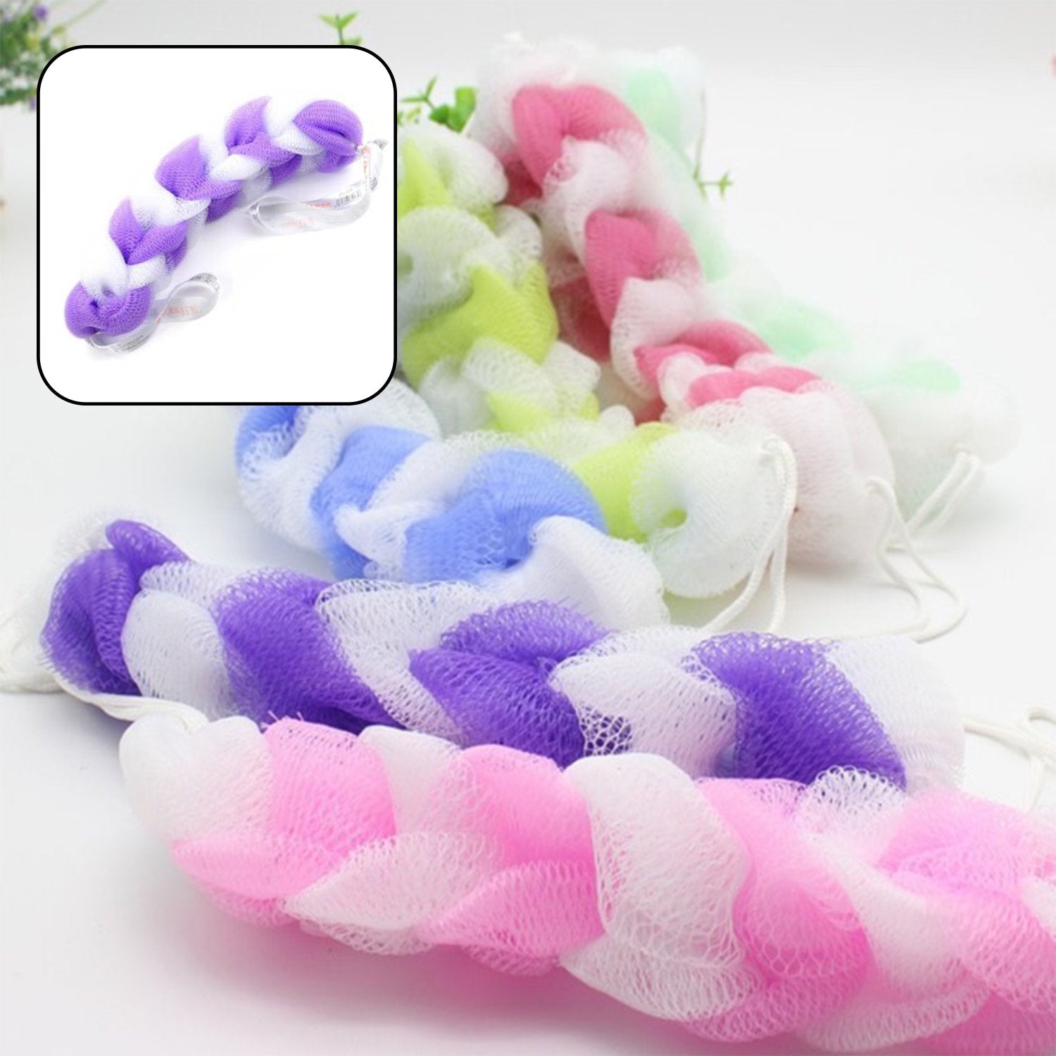 Hanging Bath Shower Long Loofah Sponge Pouf Body Scrubber Small Size (Pack Of 6) - LootFaat