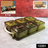 Liger Multipurpose Transparent Spice Jar Set With Tray And Lids 400ml Approx (6 Pc)