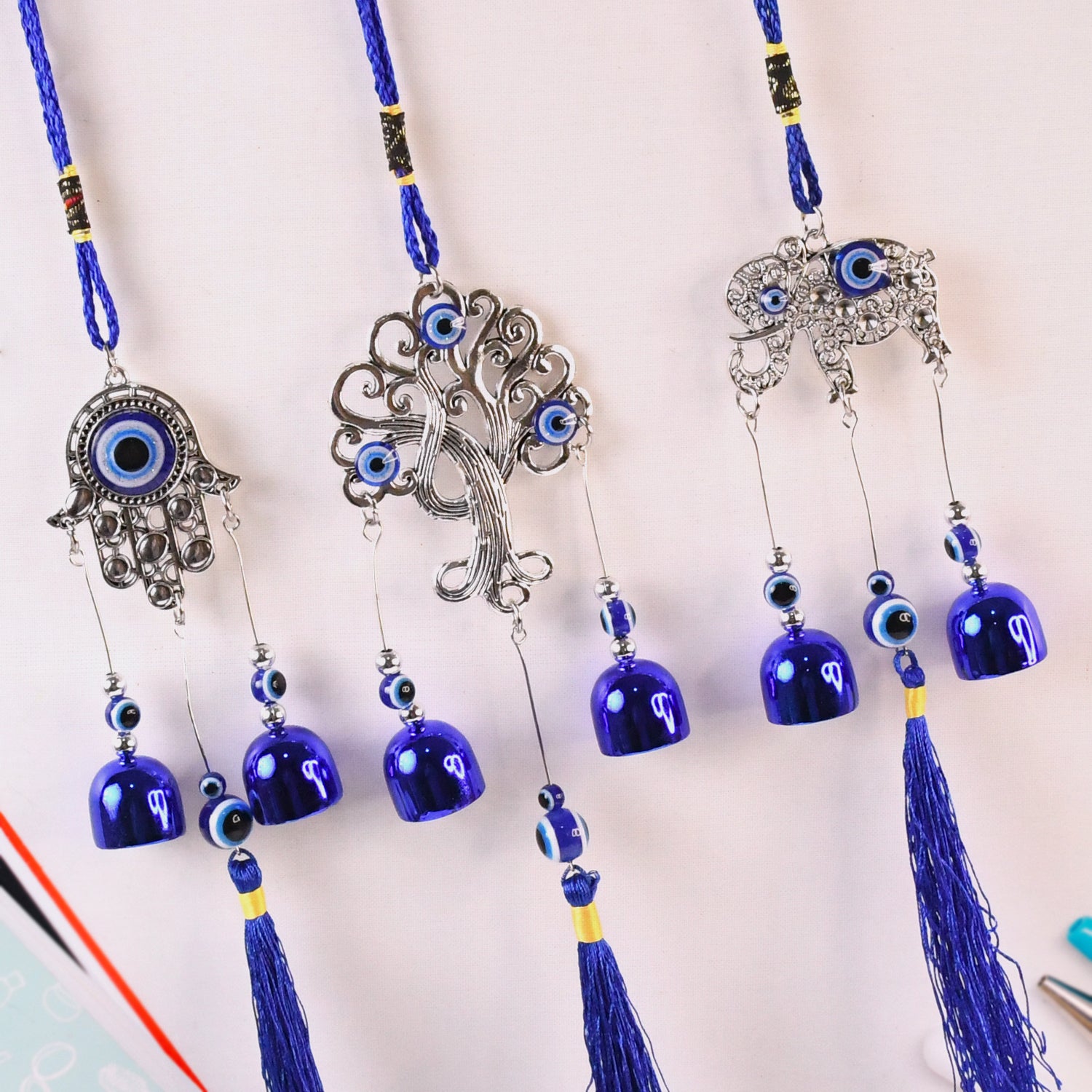 Metal Evil Eye Wind Chime Bells (Mix Design  1 Pc) - LootFaat