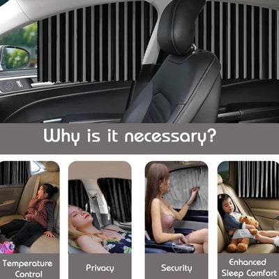 Car Window Curtains - Sun Shade Heat Protection - 4 Pcs Set