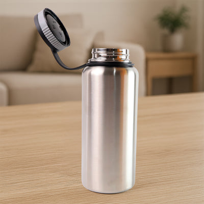 Silver Stainless Steel Double Wall Vacuum-insulated Drink Water Bottle (1000 Ml) - second image