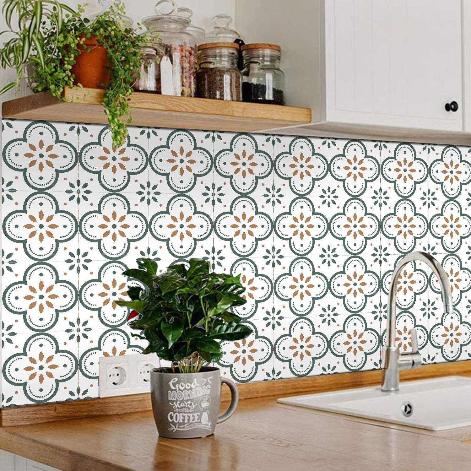 Peel And Stick Floor Tiles Kitchen  Bathroom Backsplash Sticker Detachable Waterproof Diy Tile Stickers For Wall Decoration Tiles Home Decoration (8x8 Inch  10 Pcs Set) - LootFaat