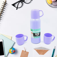 Vacuum Flask Set Stainless Steel Thermos With 3 Cup Creative Gift Set With Cover Handle Portable Car Water Bottle Set (Approx 500ml) - LootFaat