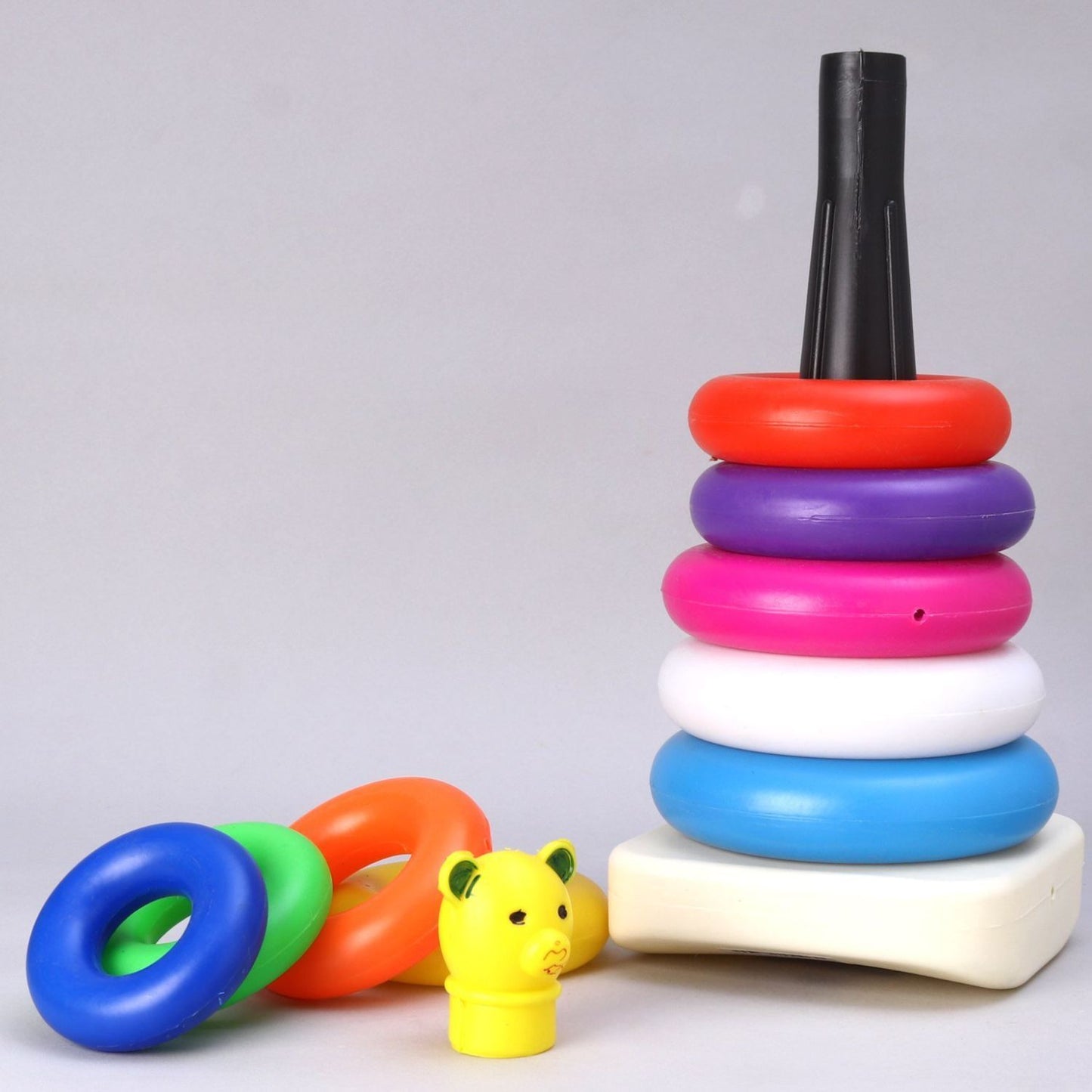 Plastic Baby Kids Teddy Stacking Ring Jumbo Stack Up Educational Toy 9pc - LootFaat