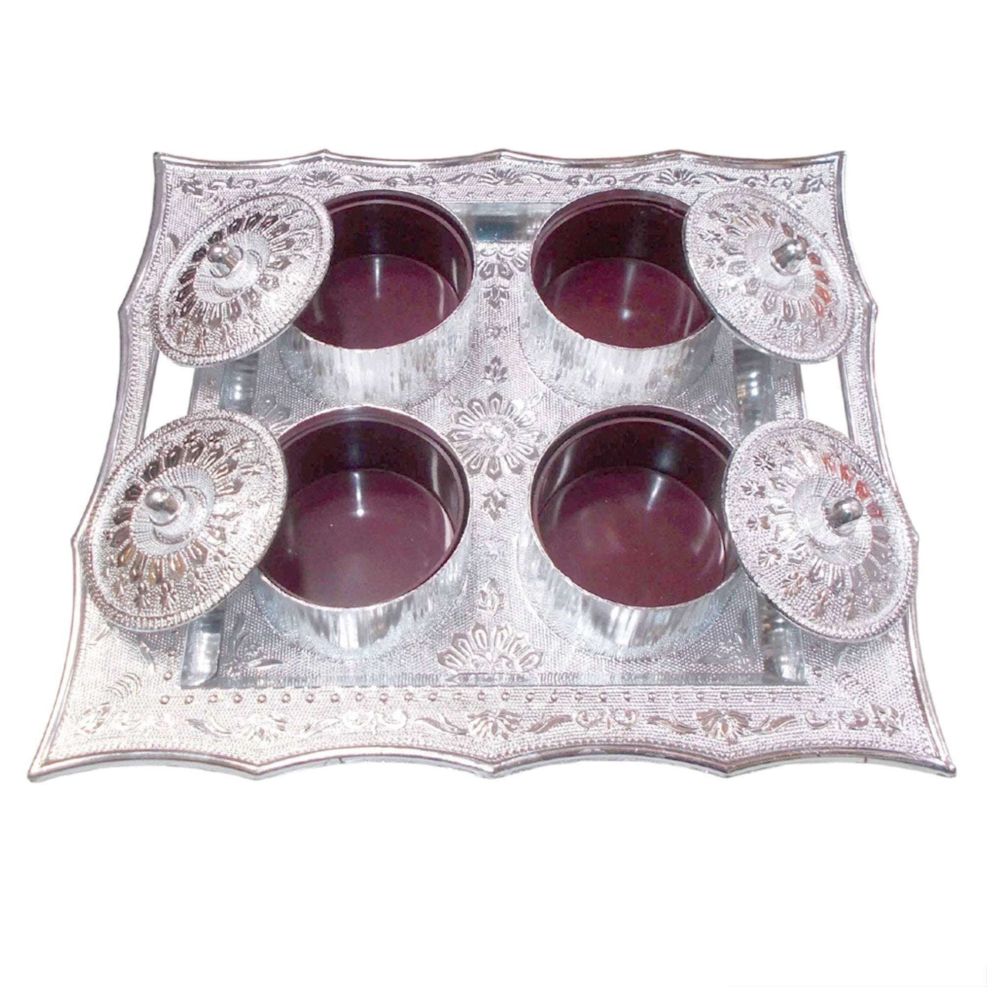 Dry Fruit Air Tight Bowls Tray With Lids 4 Section Snacks Mukhvas Dani - LootFaat