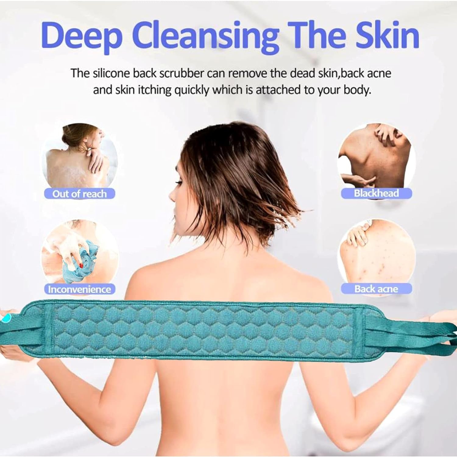 Bath Shower Set Scrubber Loofah Sponge Pouf Bath Brush Extra Long Dual Sided Scrubber Long Lasting Deep Clean Super Soft Body Scrubber For Men Woman (2 Pcs Set) - LootFaat