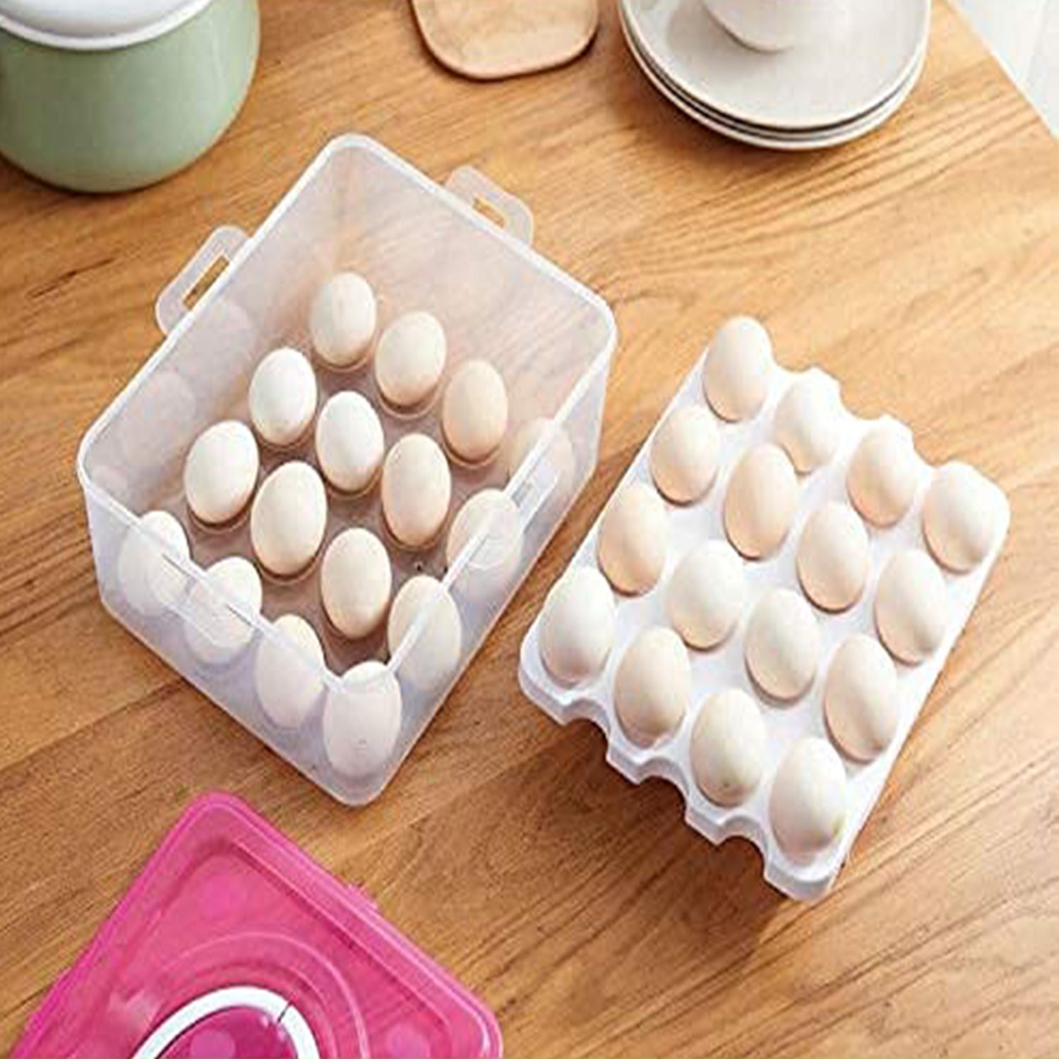 2layer 32 Grid Egg Tray With Lid Egg Carrier Holder For Refrigerator Camping Food Storage Container With Handle (1 Pc ) - LootFaat