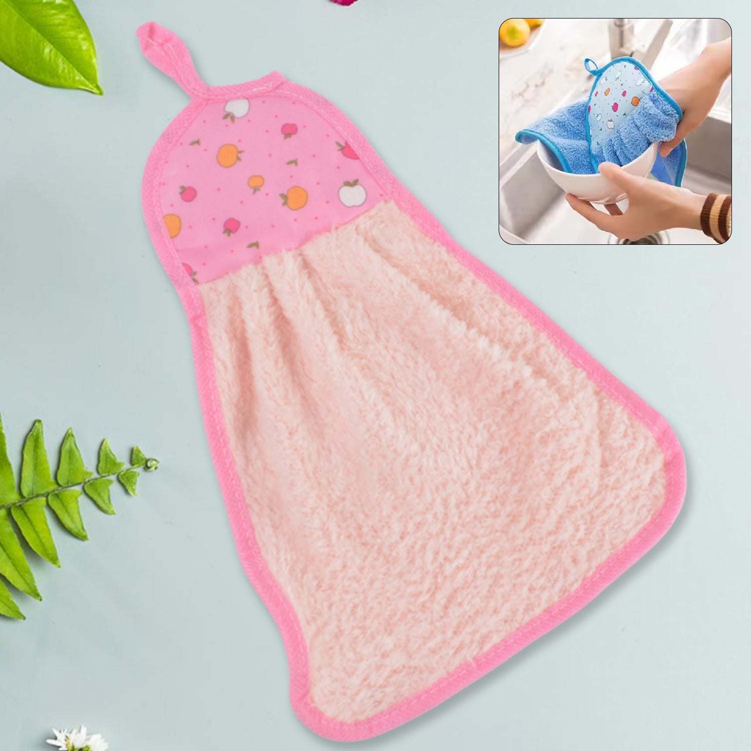 Microfiber Wash Basin Hanging Hand Kitchen Towel Napkin With Loop - LootFaat