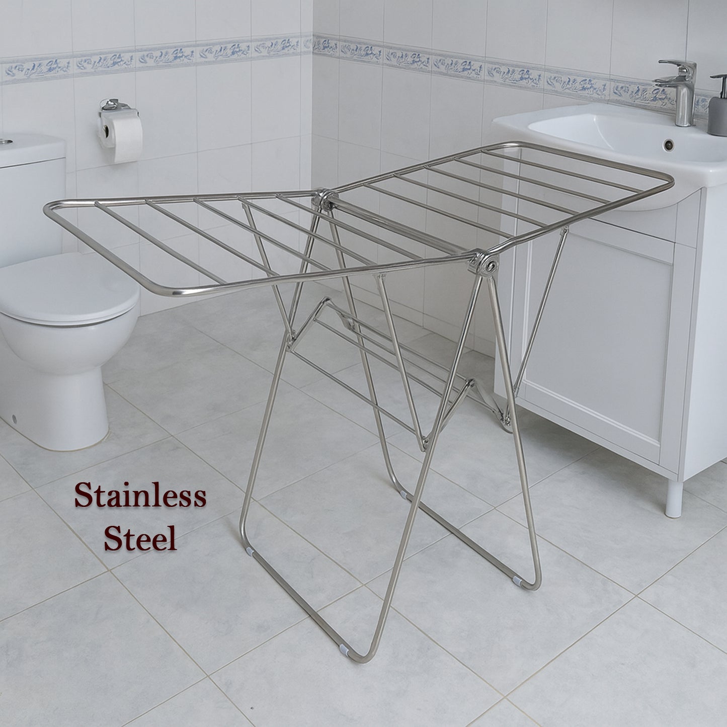 Supermom Premium Stainless Steel Heavy Duty Foldable Cloth Drying Stand (1 Pc)