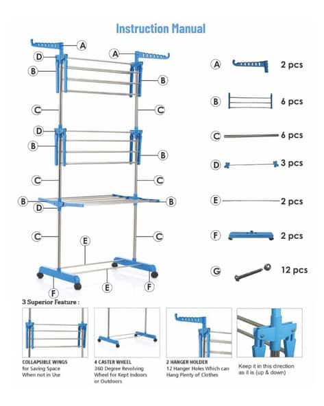 Foldable Stainless Steel Clothes Drying Stand Rack