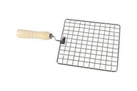 Kitchen Square Stainless Steel Roaster Papad Jali Barbecue Grill With Wooden Handle - LootFaat