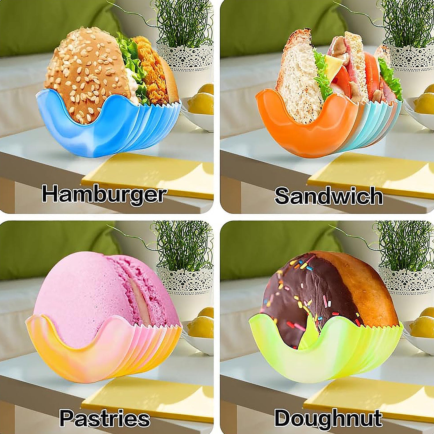 Silicone Burger Holder Snack Holder Reusable Burger Holder - LootFaat