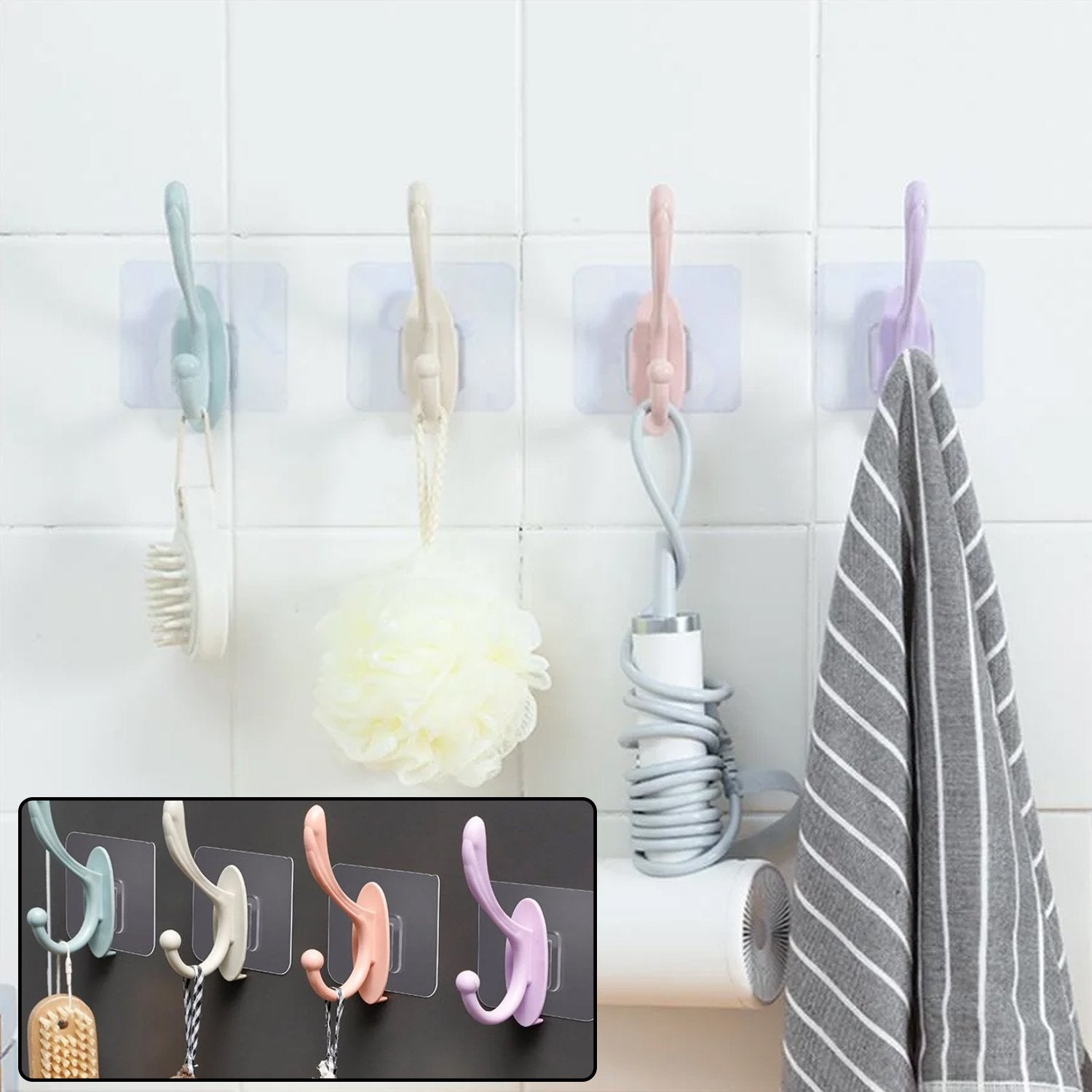 Self Adhesive Plastic Wall Hook For Home - LootFaat