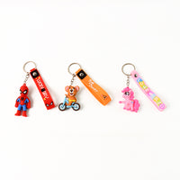 Cute Cartoon Silicone 3d Key Chain With Metal Hook  Strap (Pack Of 1)