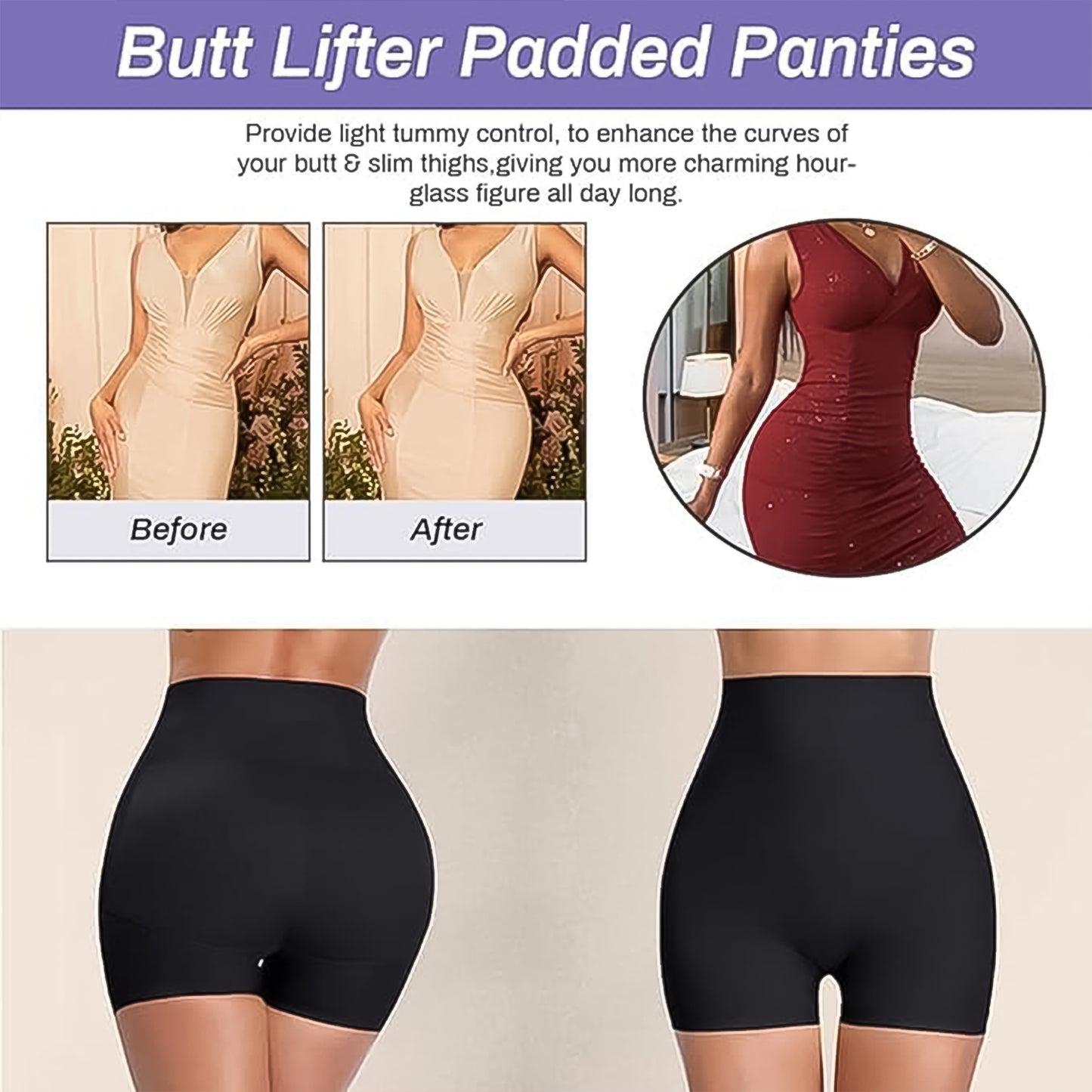 Butt Lifter Padded Underwear Hip Enhancer - Body Shaper Control Knickers