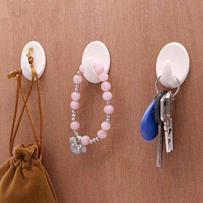 1544 Self Adhesive Plastic Wall Hook Set For Home Kitchen And Other Places (Pack Of 9) - second image