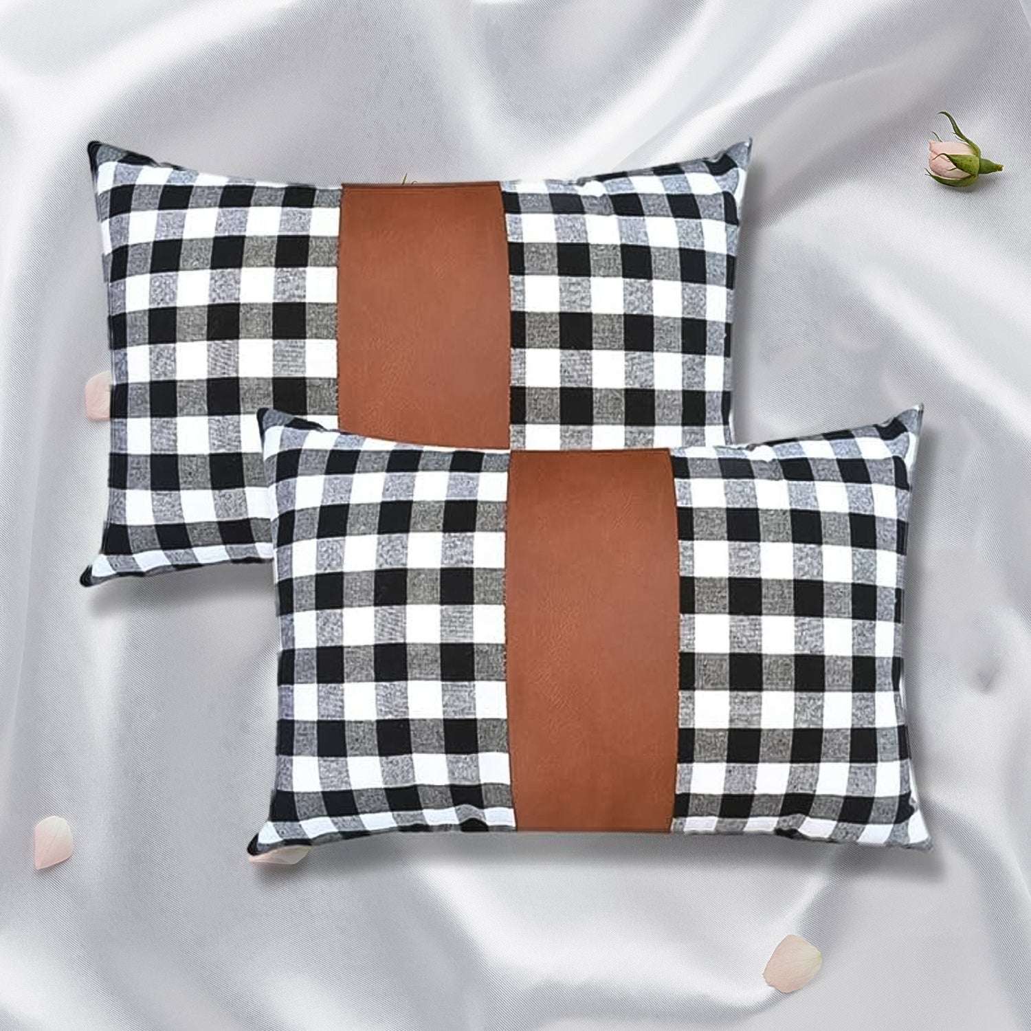 Pillow Covers Leather  Cotton Cushion Covers (17  17 Inch  1 Pair  2 Pc) - LootFaat