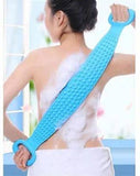 Double-sided silicone body scrubber for effective exfoliation.