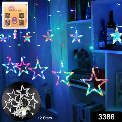12 Stars LED Curtain String Lights with 8 Flashing Modes (Multicolor - second image