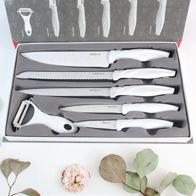 Marble Coated Stainless Steel Kitchen Knife Set (6 Pc) - second image