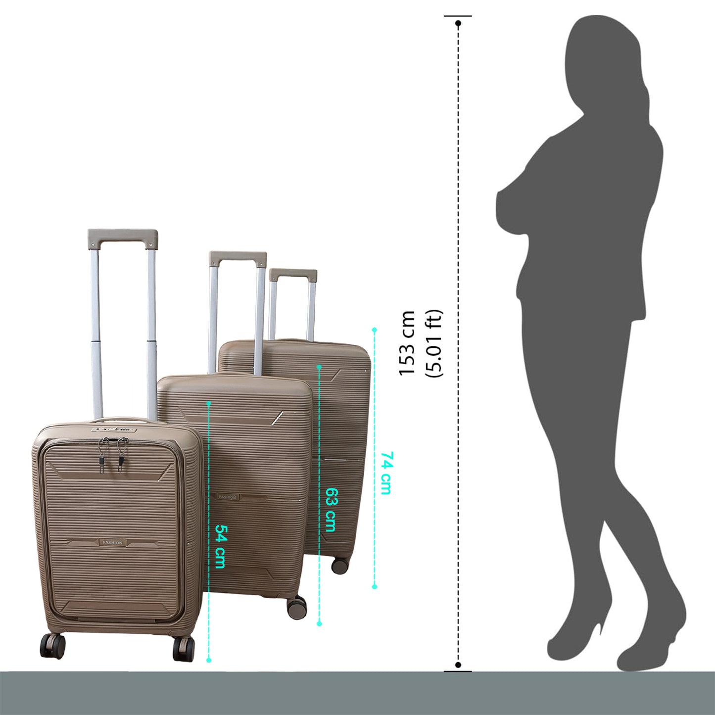 3-Piece Hardshell Luggage Set with Spinner Wheels - Mixed Color
