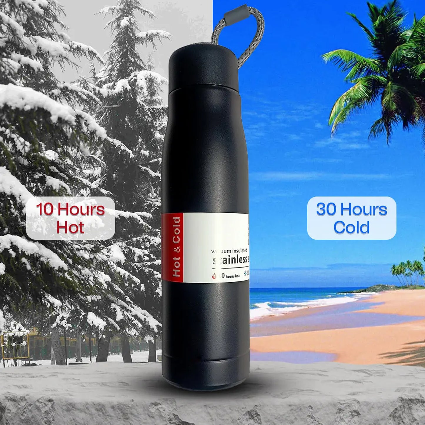 LED Temperature Display Water Bottle - 550ml, Stainless Steel