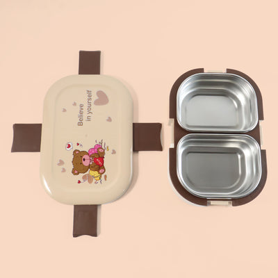 Cute Teddy Printed Kids Lunch Box (500ml  1 Pc) - second image