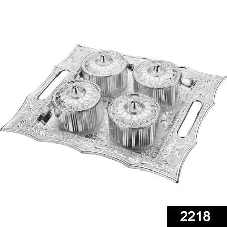 Dry Fruit Air Tight Bowls Tray With Lids 4 Section Snacks Mukhvas Dani - LootFaat