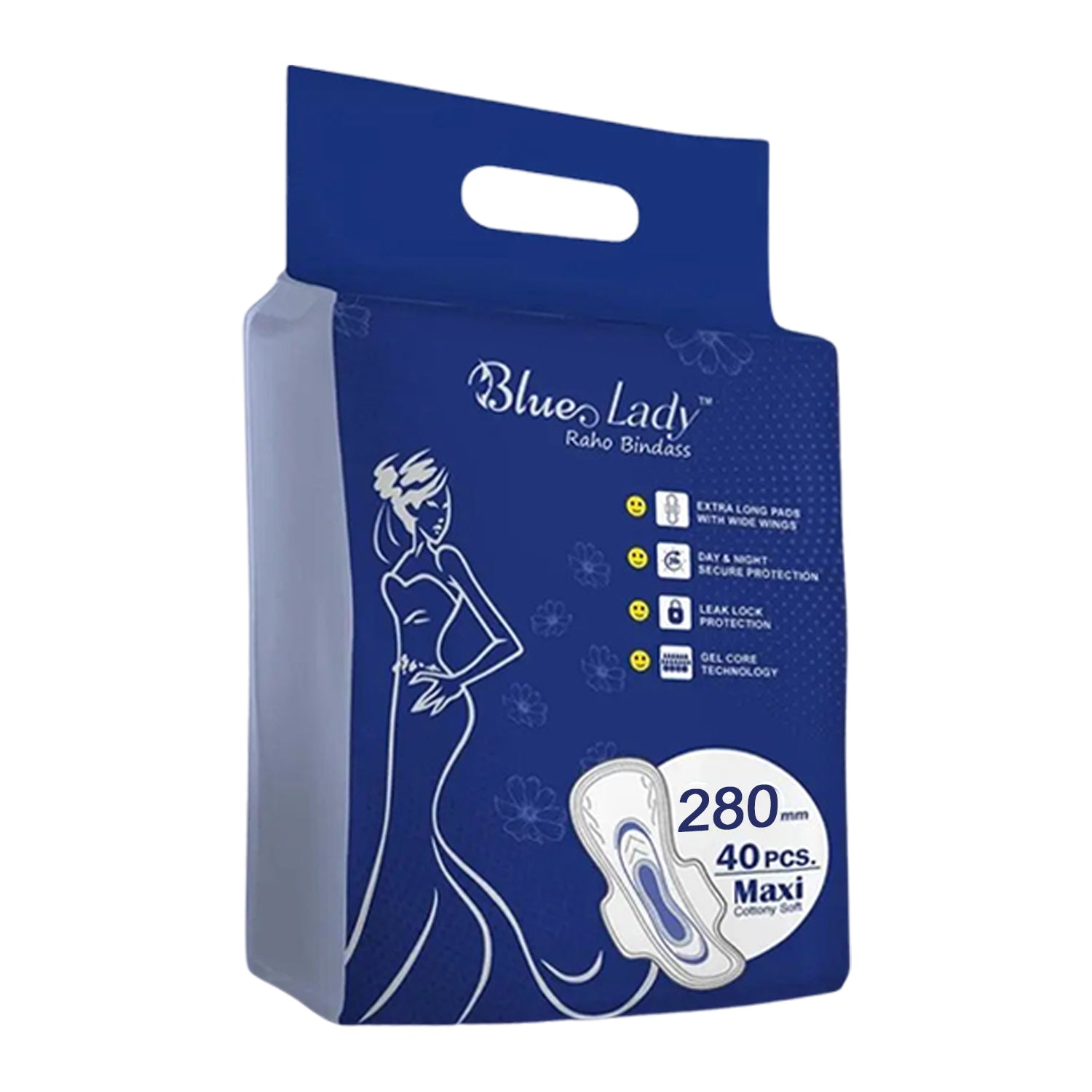 Blue Lady Extra Long Pads With Wides Wings Sanitary Pads  280 Mm 40-pack - LootFaat