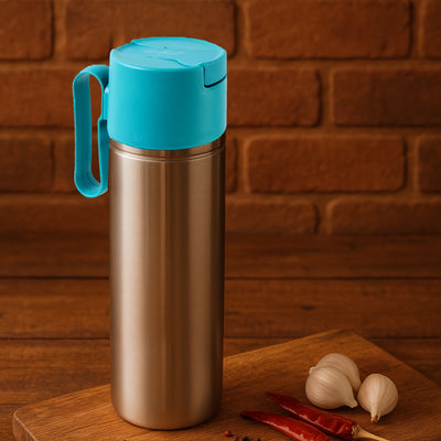 Stainless Steel Fresh Oil Pourer Bottle With Flip Lid And Handle Approx 1000ml (1 Pc) - second image