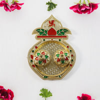 Decorative Plastic Kalash-shape Double Kumkum Box (Mix Design 1 Pc)