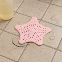Baby Pink Silicone Star Shaped Sink Filter Bathroom Hair Catcher Drain Strainers For Basin
