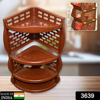 3639 Multi Purpose Plastic Corner Rack A Stylish Storage Shelf For Kitchen  Living Room  Bathroom (1 Pc  3 Layer )