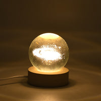3D Crystal Ball Lamp with Wooden Base - Night Light for Home Decor