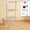 3-Tier Foldable Stainless Steel Clothes Drying Rack with Wheels