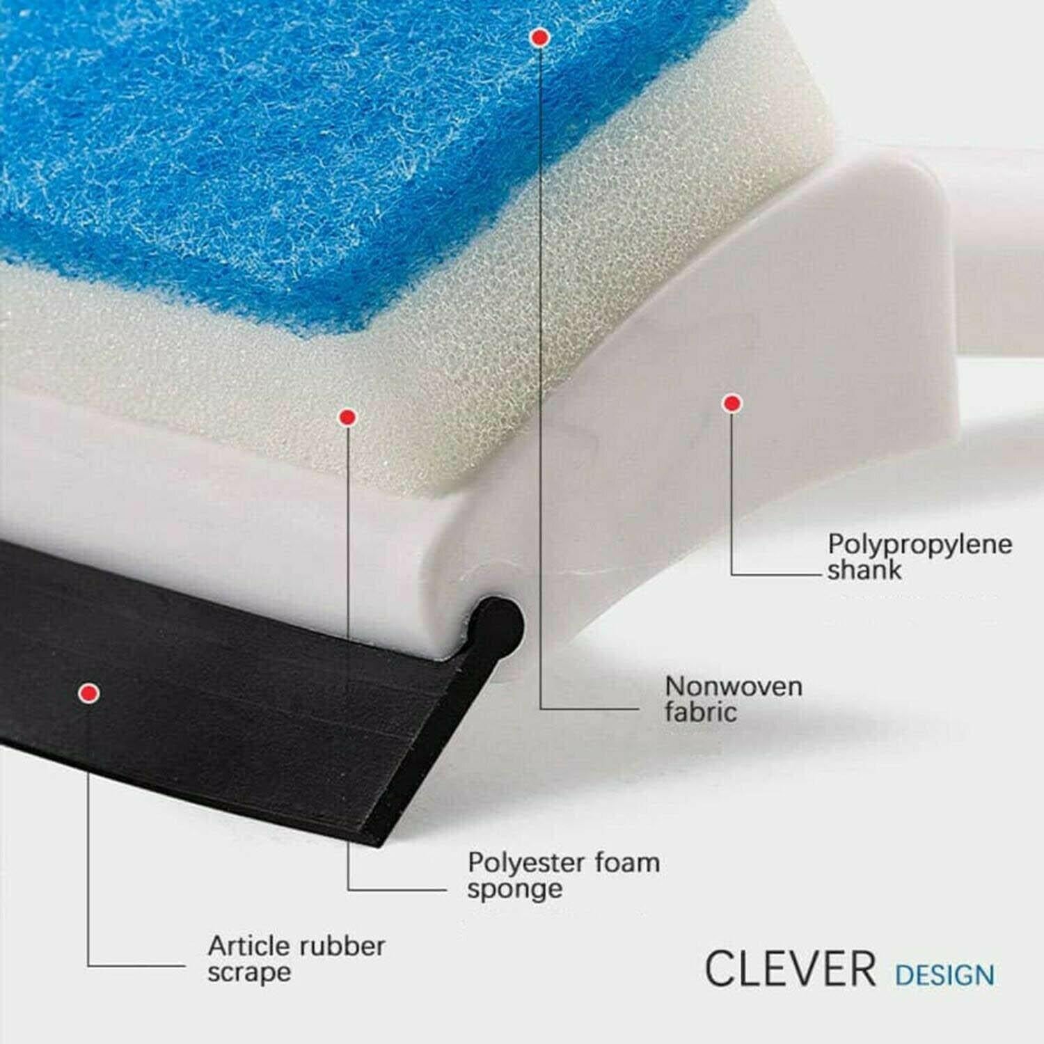 2 In 1 Glass Wiper Cleaning Brush Mirror Grout Tile Cleaner Washing Pot Brush Double-sided Glass Wipe Bathroom Wiper Window Glass Wiper - LootFaat