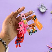 Cute Cartoon Silicone 3d Key Chain With Metal Hook  Strap (Pack Of 1)