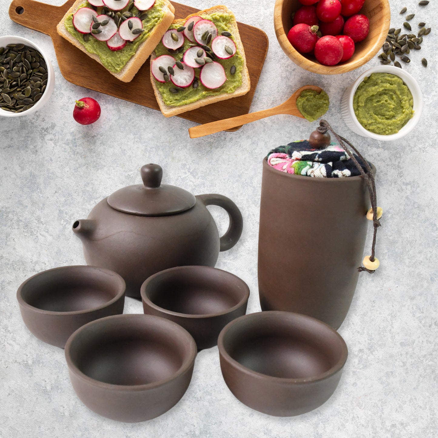 Portable Kung Fu Tea Set With A Portable Travel Bag (Set Of 6pcs) - LootFaat