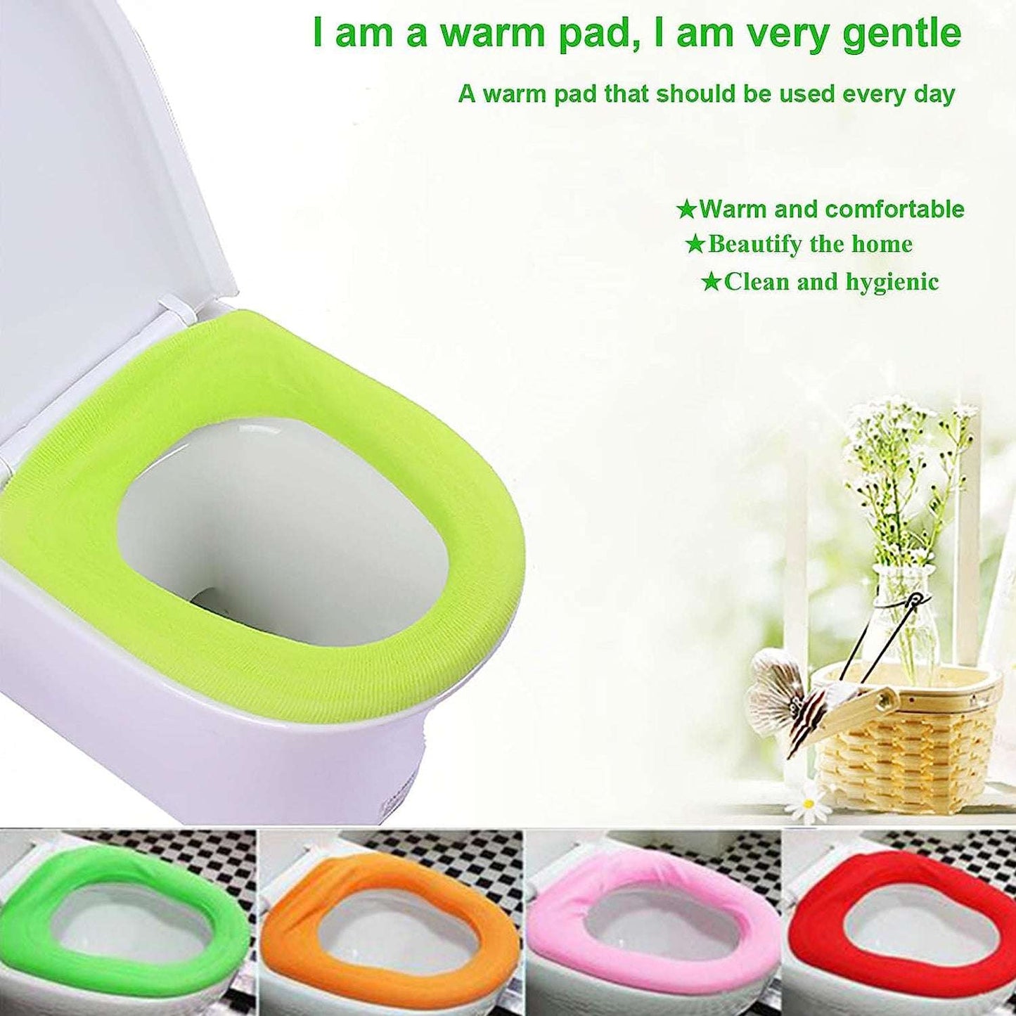Bathroom Soft Thicker Warmer Stretchable Washable Cloth Toilet Seat Cover Pads (1pc) - LootFaat