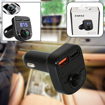 Bluetooth FM Transmitter Car Kit - Hands-Free Calling & Dual USB Charger