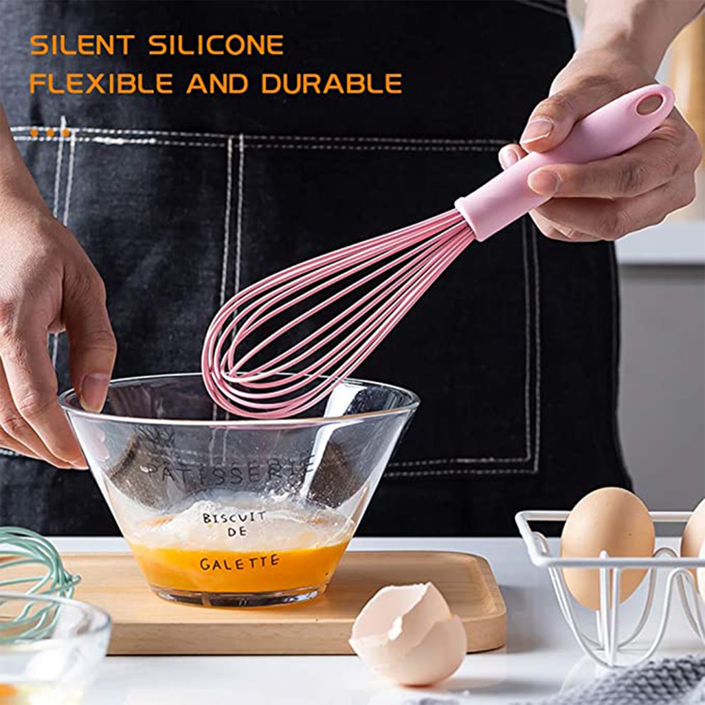 2930 Manual Whisk Mixer Silicone Whisk Cream Whisk Flour Mixer Rota... Home & Kitchen product overview
