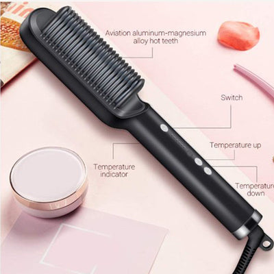 HQT-909B Hair Straightener Brush with Scalp Massage