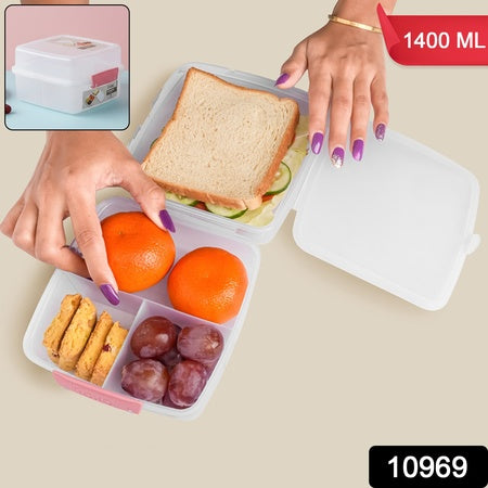 1 Large And 3 Small -compartment 1400 Ml Multipurpose Lunch Box (1400 Ml  1 Pc) Home & Kitchen detail view 5