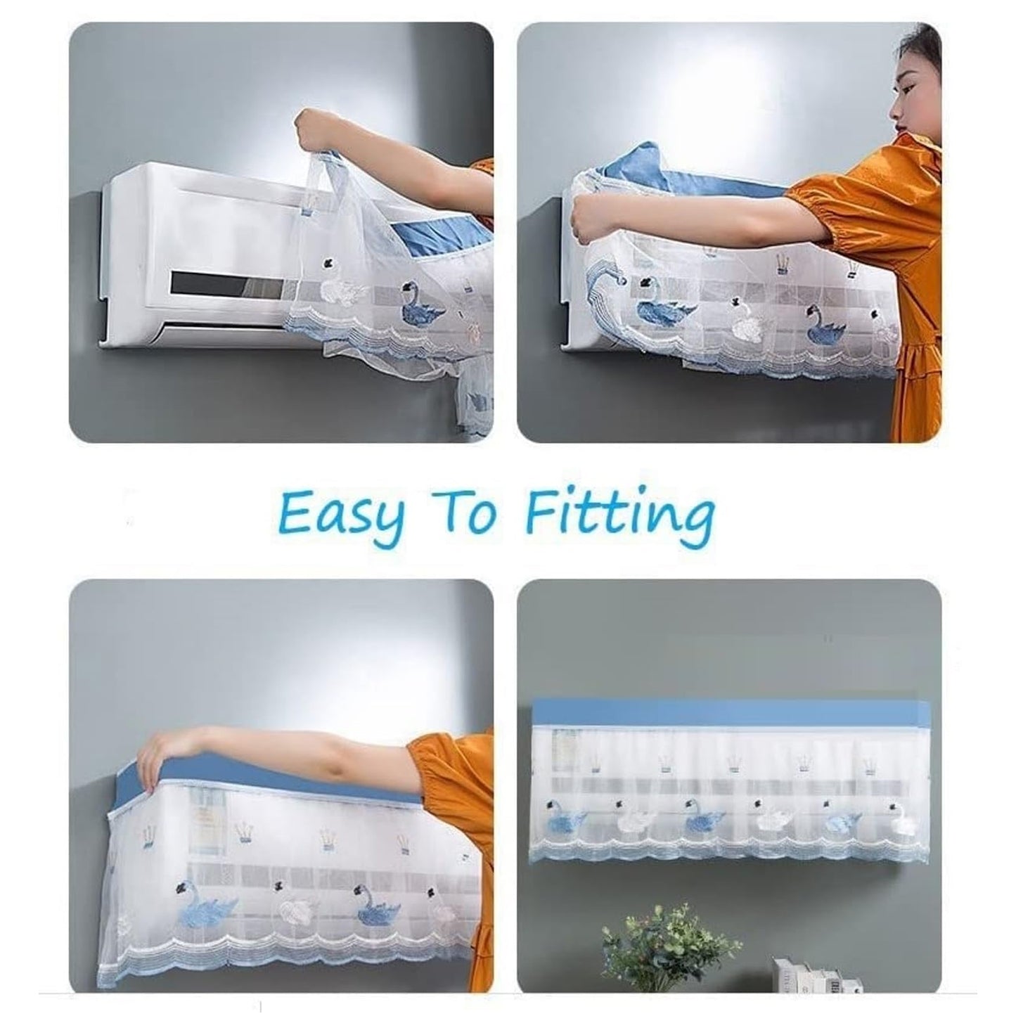 Ac Cover Air Conditioning Dust Cover Folding Designer (Approx 1 Ton  1 Pc  Ac Curtain  Mix Design) - LootFaat